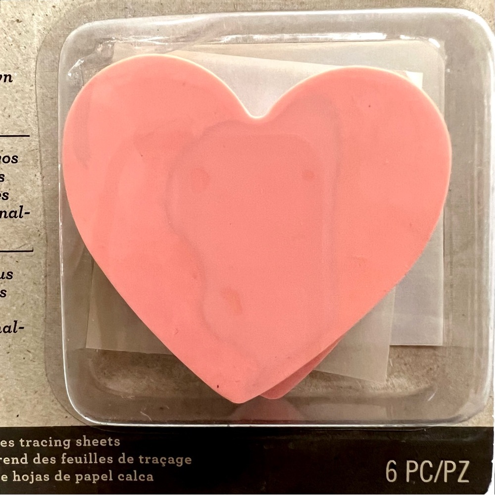 NEW Inkadinkado Heart Stamp Carving Shapes Set of 3 Pink Stamps 3 Tracing Sheets - Picture 2 of 5
